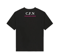 a black t - shirt with the word cen on it